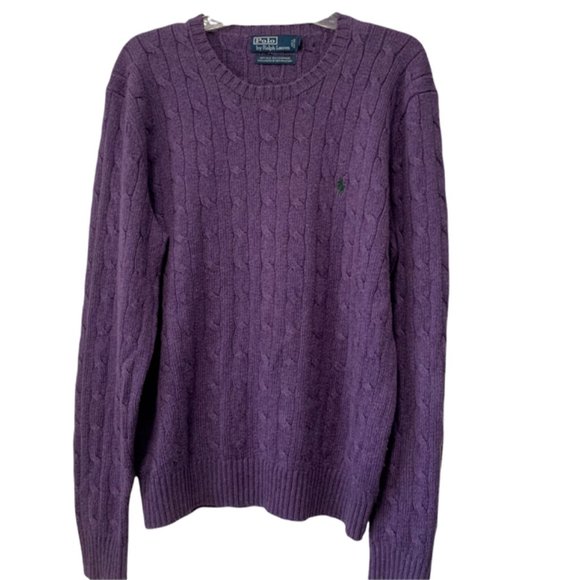 Polo Ralph Lauren Other - Ralph Lauren Lavender Cable Knit Silk Cashmere Large Sweater Pullover
